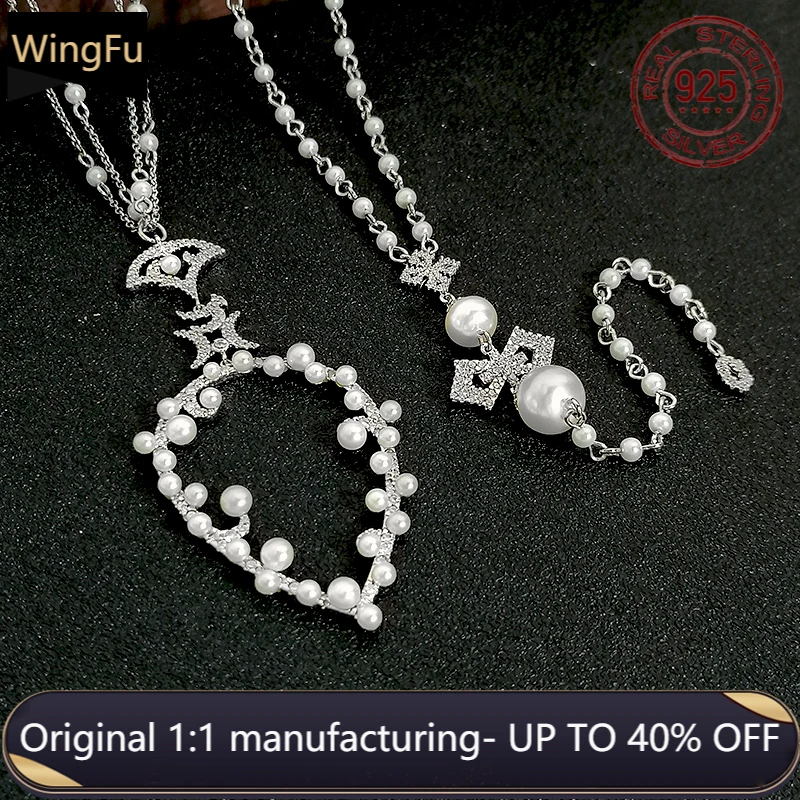 

women fashion s925 sterling silver luxury brand monaco jewelry pear-shaped pendant necklace adjustable with natural pearl gift