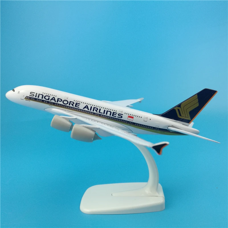 20cm Singapore Airlines A380 Static Solid Metal Aircraft Model International Aviation Free Flight Airplane Toys |