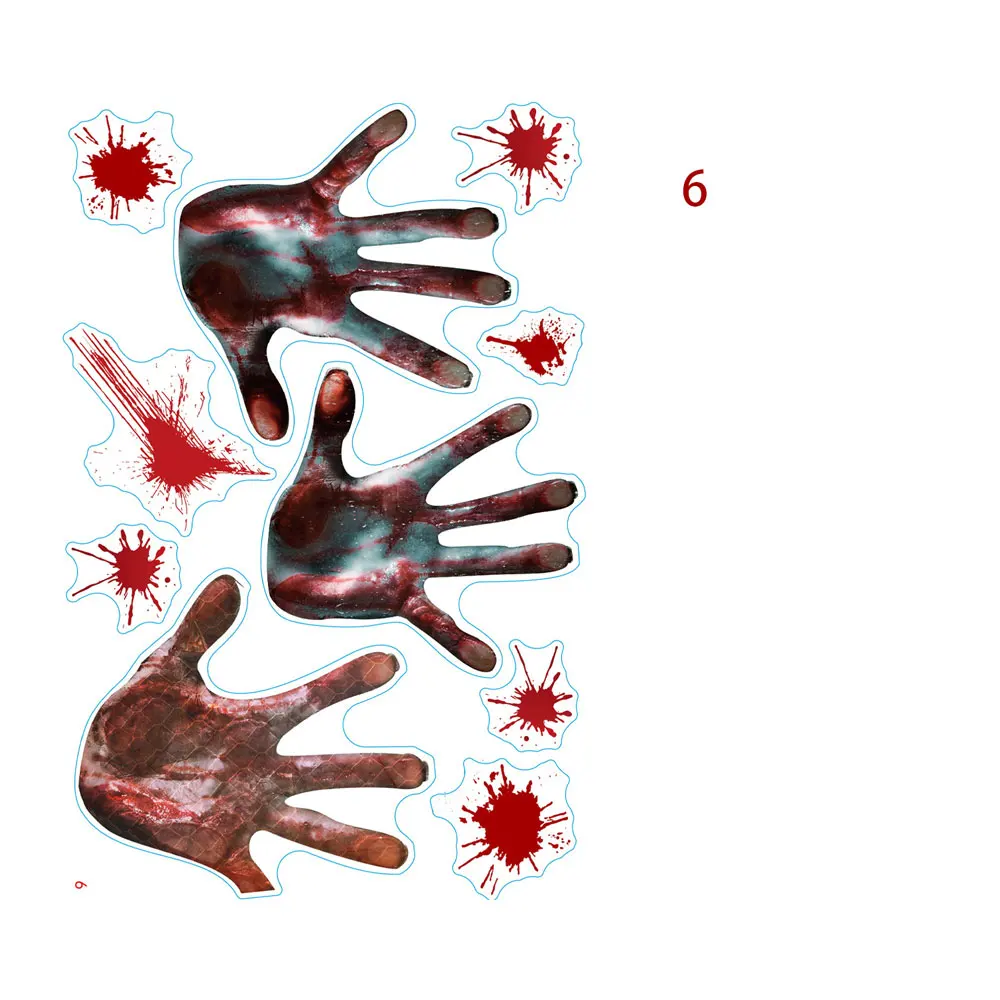 Хэллоуин ужас кровь руки нога череп двухсторонняя печать ПВХ статическая