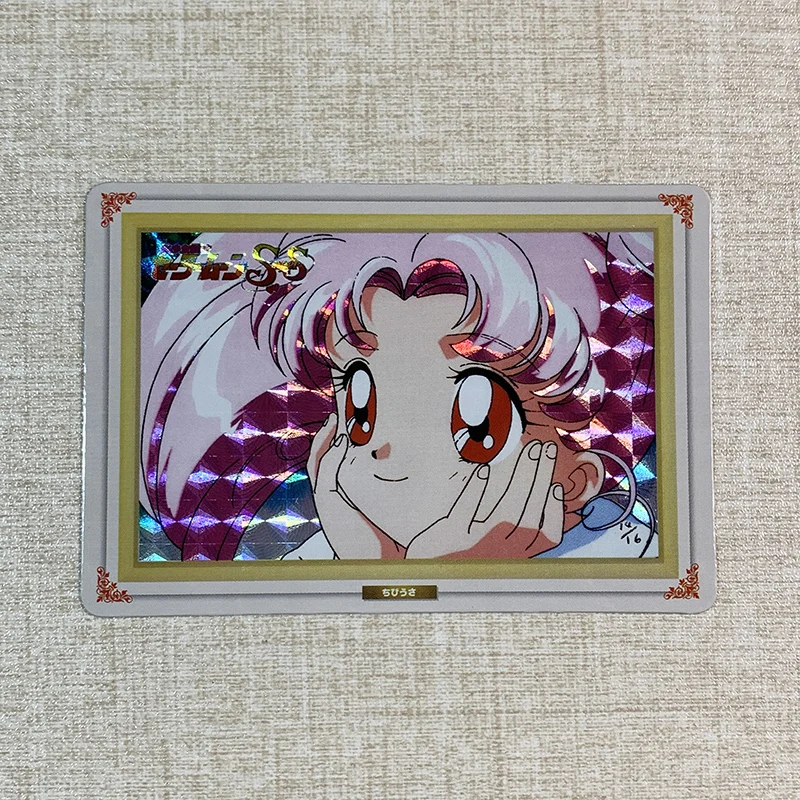 16PCS Sailor Moon Anime Figures Bronzing Flash Cards Tsukino Usagi Mizuno Ami Collectible Toys Birthday Gifts for Children | Игрушки и