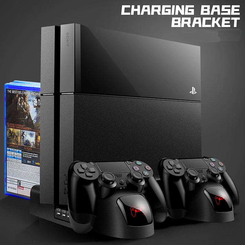 Черный Зарядное устройство PS4/PS4 Slim/PS4 Pro двойной контроллер зарядное устройство консоль вертикальная охлаждающая подставка зарядная станция Playstation 4 Высокое качество - Цвет: Черный