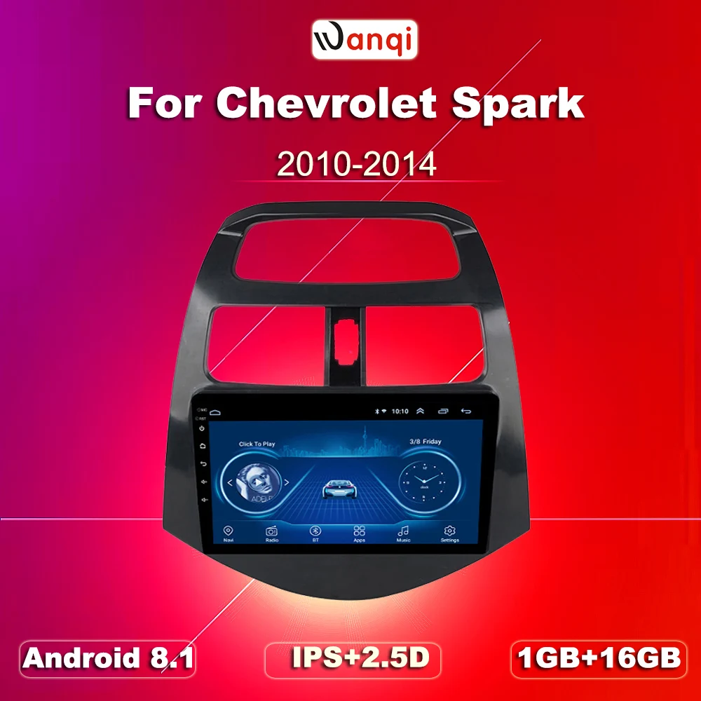 baratas Wanqi 1g Ram 16g Rom Android 8.1 Carro Dvd Gps Jogador De Navegação Estéreo Para Chevrolet 2010 2011 2012 -2014 Faísca Batida