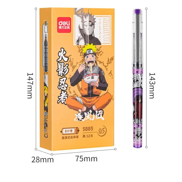Ручки Deli большой емкости 3 шт. шариковая ручка Naruto для школы милые канцелярские