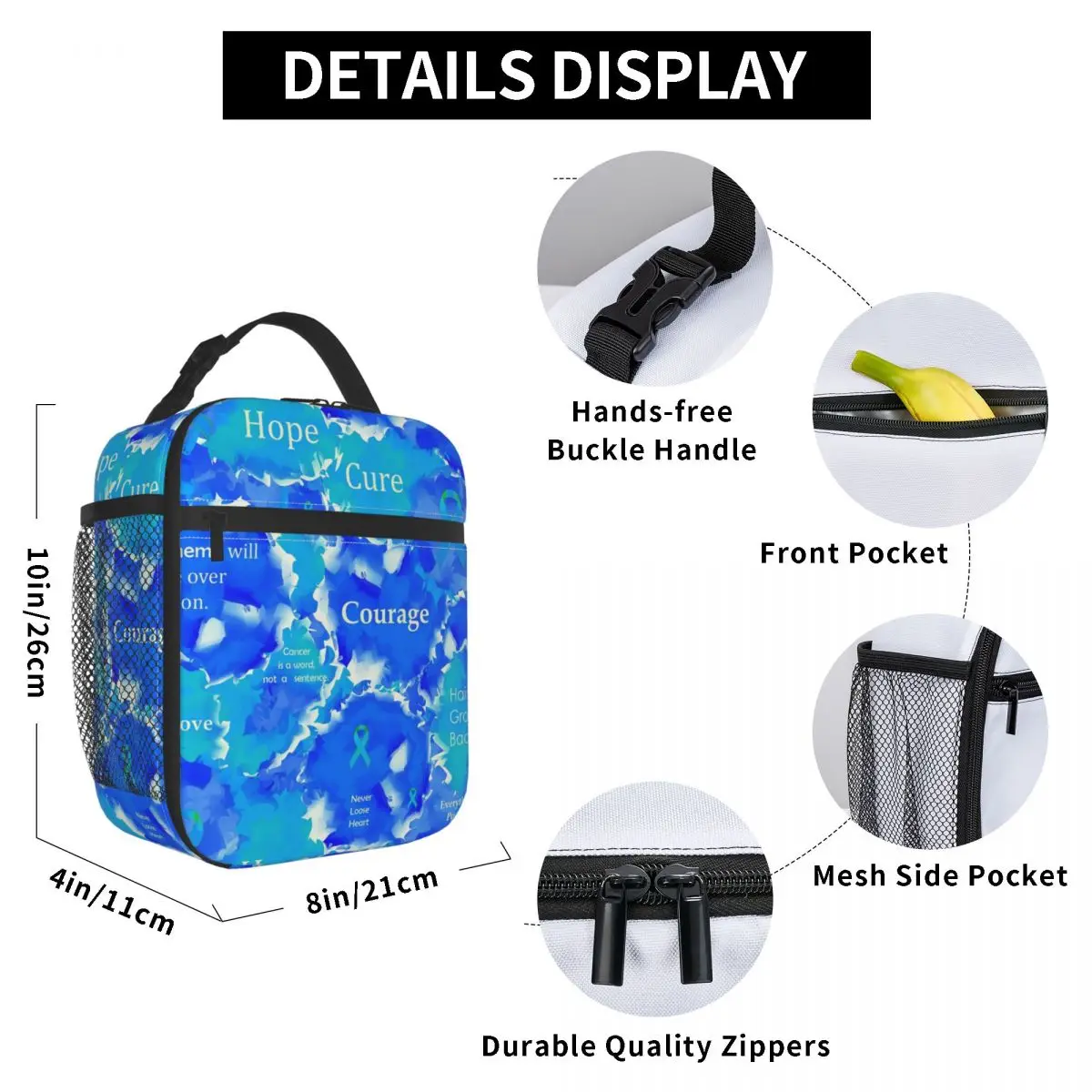 

Colon Cancer Lunch Bag for Women Men Large Insulated Lunch Box with Water Bottle Holder and Pockets