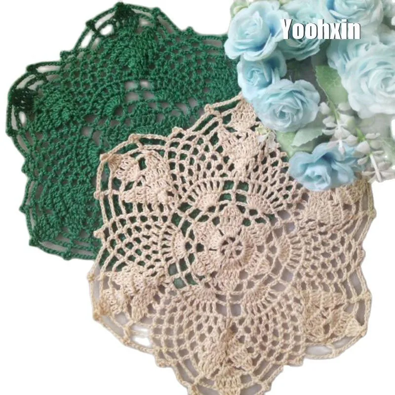 

Round Lace cotton table place mat 17colors pad Cloth crochet dish placemat cup mug tablecloth tea coaster handmade doily kitchen