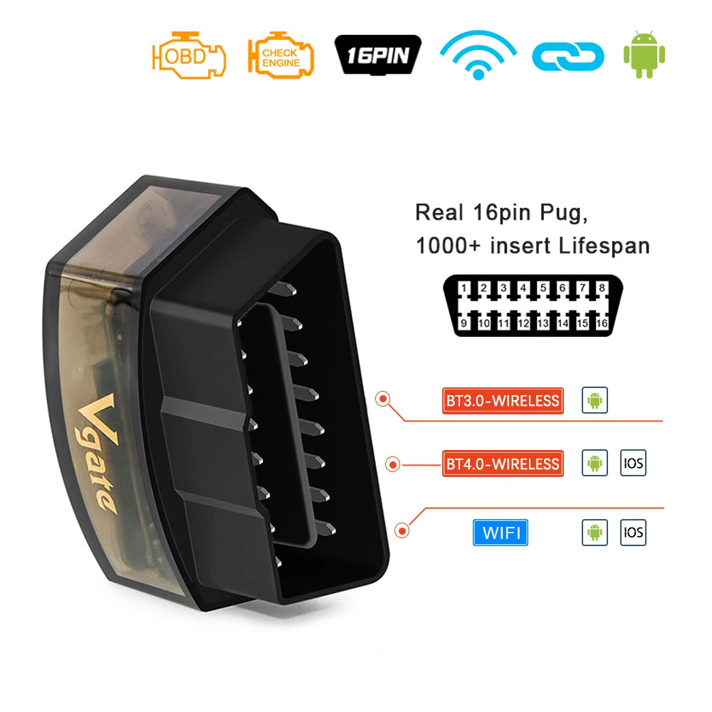 Диагностический сканер Vgate iCar Pro прибор для диагностики автомобиля ELM327 V2.2 OBD2