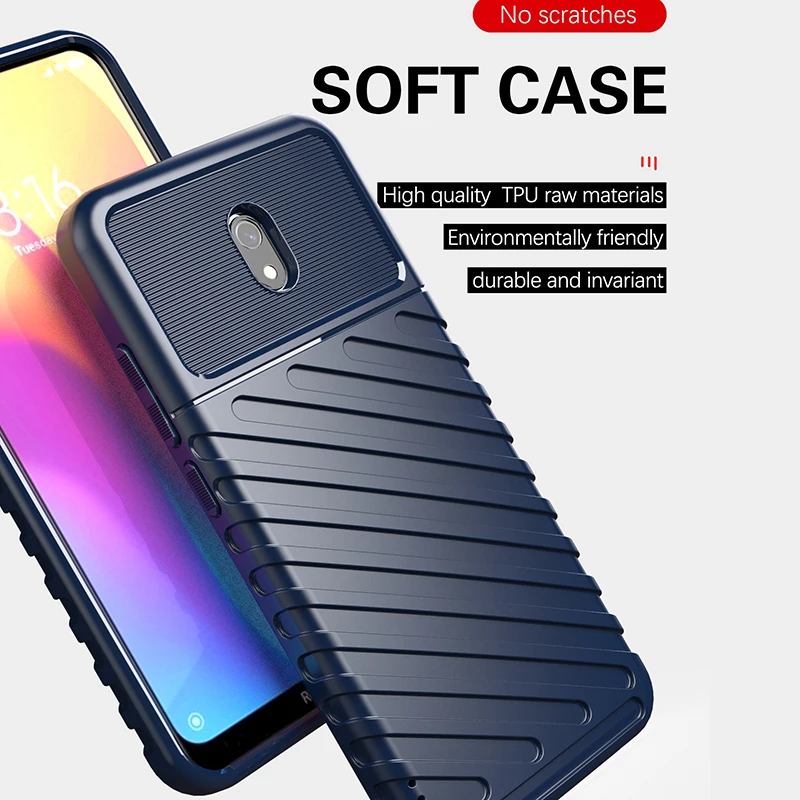 Чехол для Xiaomi Redmi 8 Мягкий ТПУ/углеродное волокно Лазерная крышка 8A A чехол