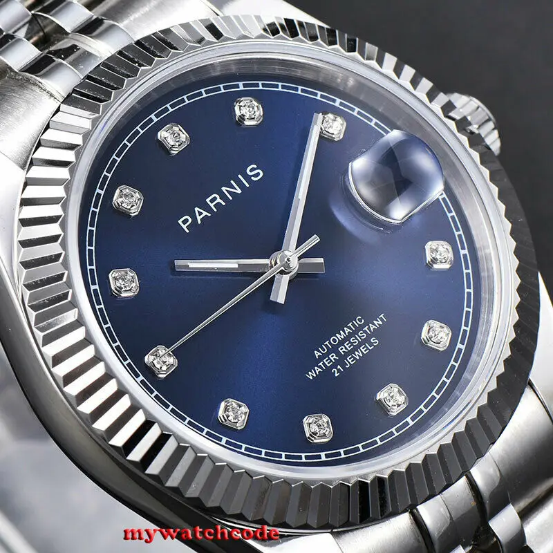 Мужские автоматические часы с синим циферблатом 21 драгоценность 39 5 мм | Наручные