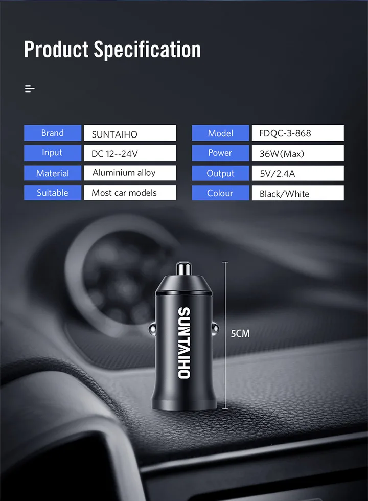Suntaiho Mini 12-24 в двойной usb порт автомобильное зарядное устройство Быстрая зарядка мобильного телефона автомобильное зарядное устройство для Iphone 7 7 plus SE для samsung S6 S5