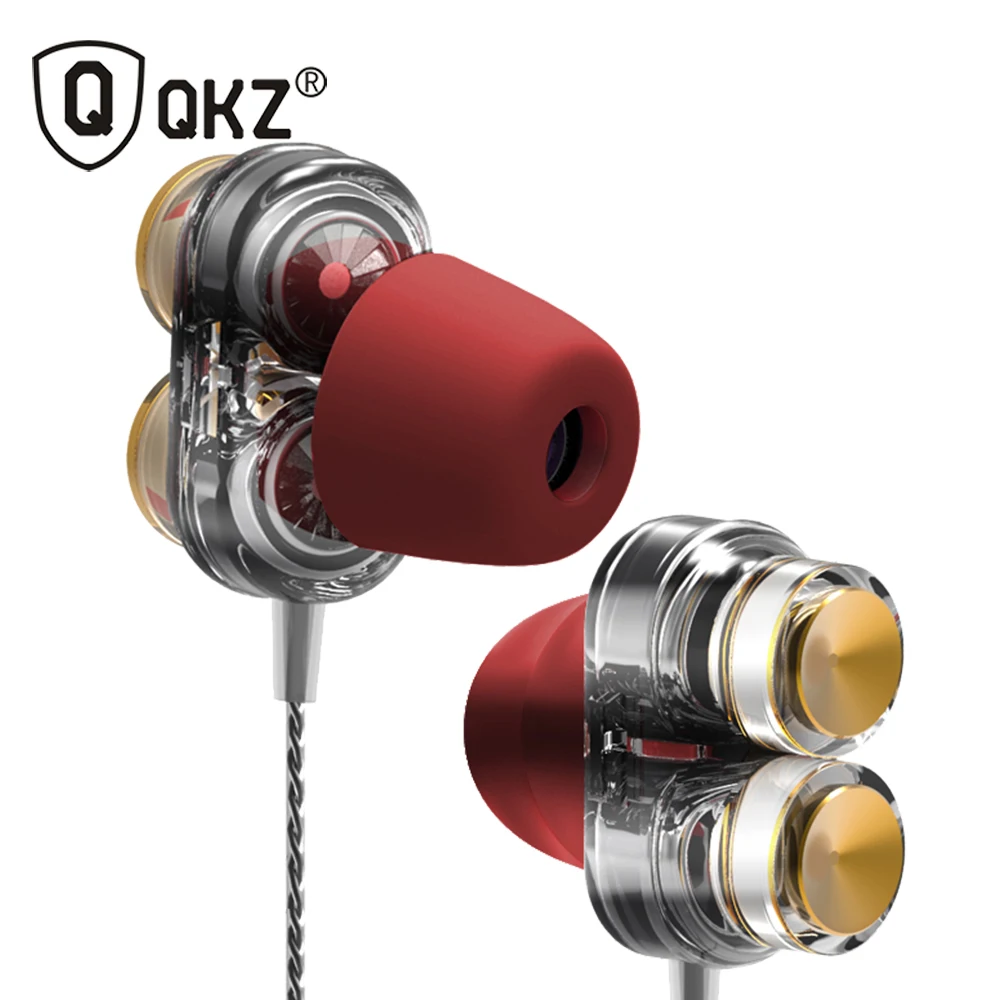QKZ KD7 наушники двойной драйвер спортивные с микрофоном ушной крючок 3 5 мм разъем