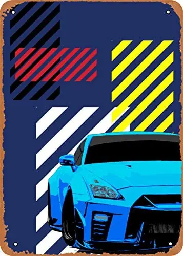 

Metal Sign - Cars Minimalist Blue Car - 8 x 12 Vintage Look Tin Sign