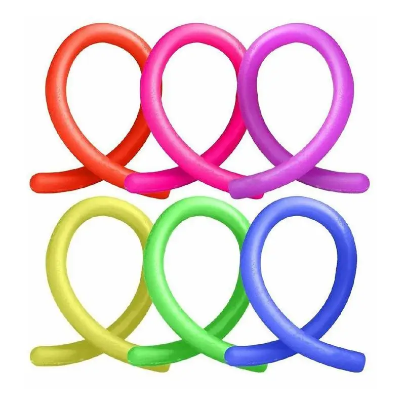 

6Pcs Stretchy Noodle String Neon Kids Childrens Fidget Stress Relief Sensory Toy Decompression Elastic Rope Anti-Anxiety Toys