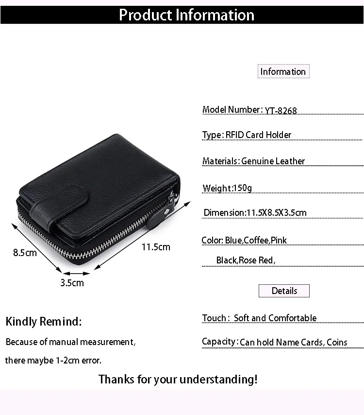 Натуральная Кожа RFID Карты Кошелек С Портмоне Новые Поступления Повседневный Стиль Держатели Кредитных Карт Горячие продажи Случаи Карты