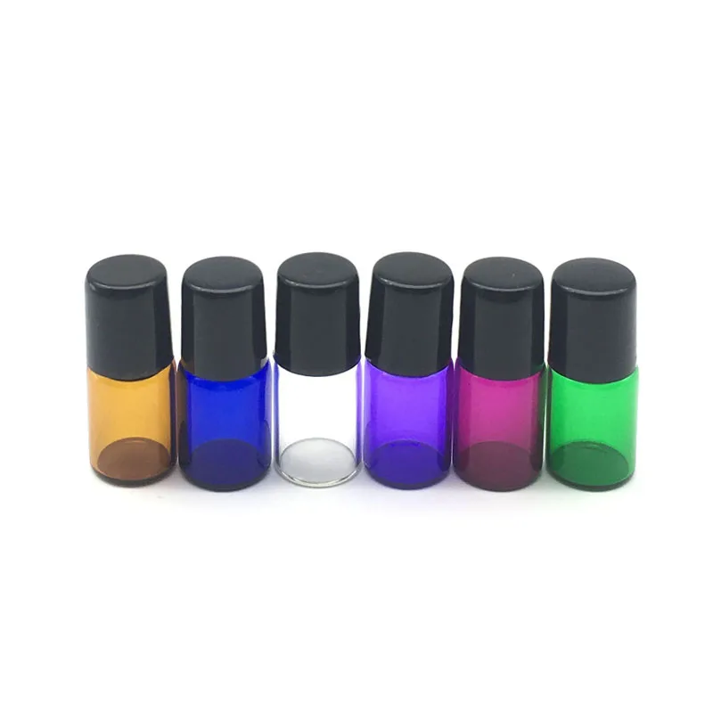 

100pcs Mini Perfume Sample Test 2ml Colorful Roller Glass Bottle Refillable Essential Oil Roll-on Vial Free Shipping