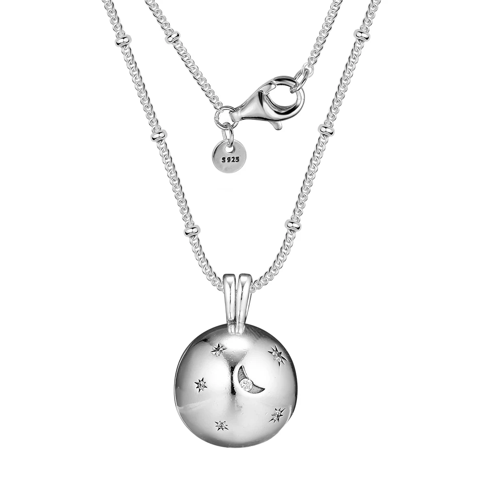 Аутентичные 925 стерлингового серебра Луна и ожерелья со звездами для женщин ожерелье, хорошее ювелирное изделие, подарок Pendentif