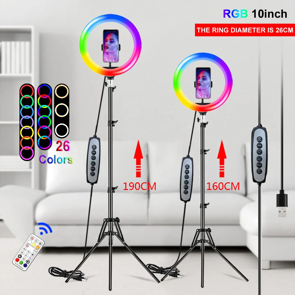 Кольцевой светодиодный светильник 10 дюймов со штативом кольцевой для селфи