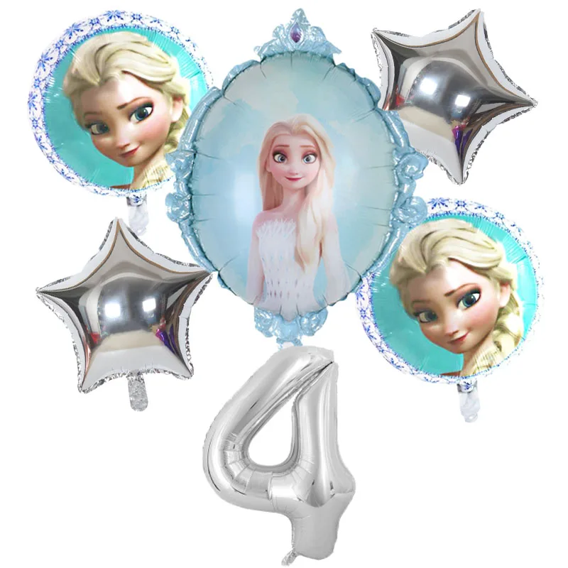 6pcs/set  Disney Frozen 2 Princess Aluminum Foil Cartoon Theme Balloon Happy Birthday Wedding Party Decorations Supplies Kid Toy