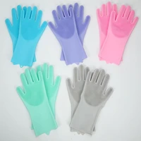 1pair new multifunction soft silicone gloves magic silicone dish washing cleaning gloves for kitchen household rubber wash tool