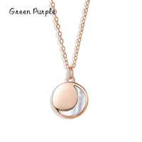 100 s925 sterling silver moon round coin necklace shell pendant rose gold for young fashion girl fine choker jewelry gifts