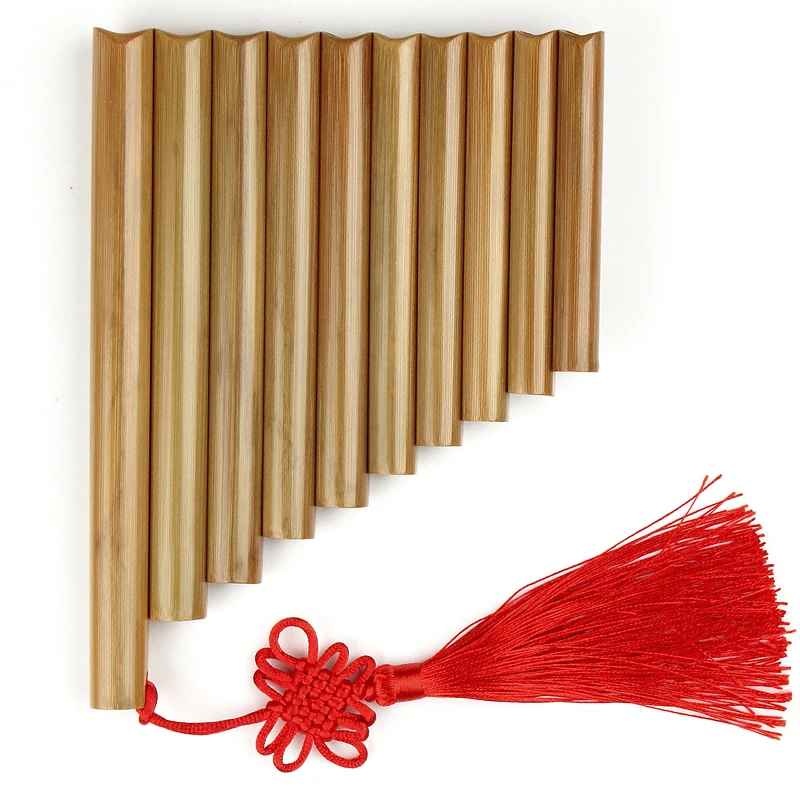 Китайский народный музыкальный инструмент Pan Flute Bamboo Panflute 10 труб духовой инструмент Panpipes Flauta ручной работы легко носить с собой - Цвет: righthand
