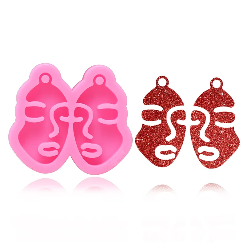 

Super Glossy Girl Face Earring Resin Mold keychain Pendant Silicone Moulds Epoxy Mould Decoration Keyring ForJewelry Making Tool