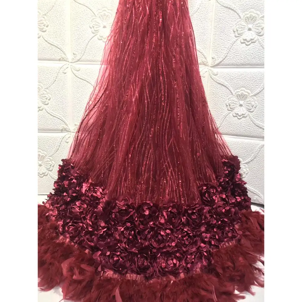 Новый дизайн 3D кружева АФРИКАНСКАЯ кружевная ткань нигерийские ткани с пером