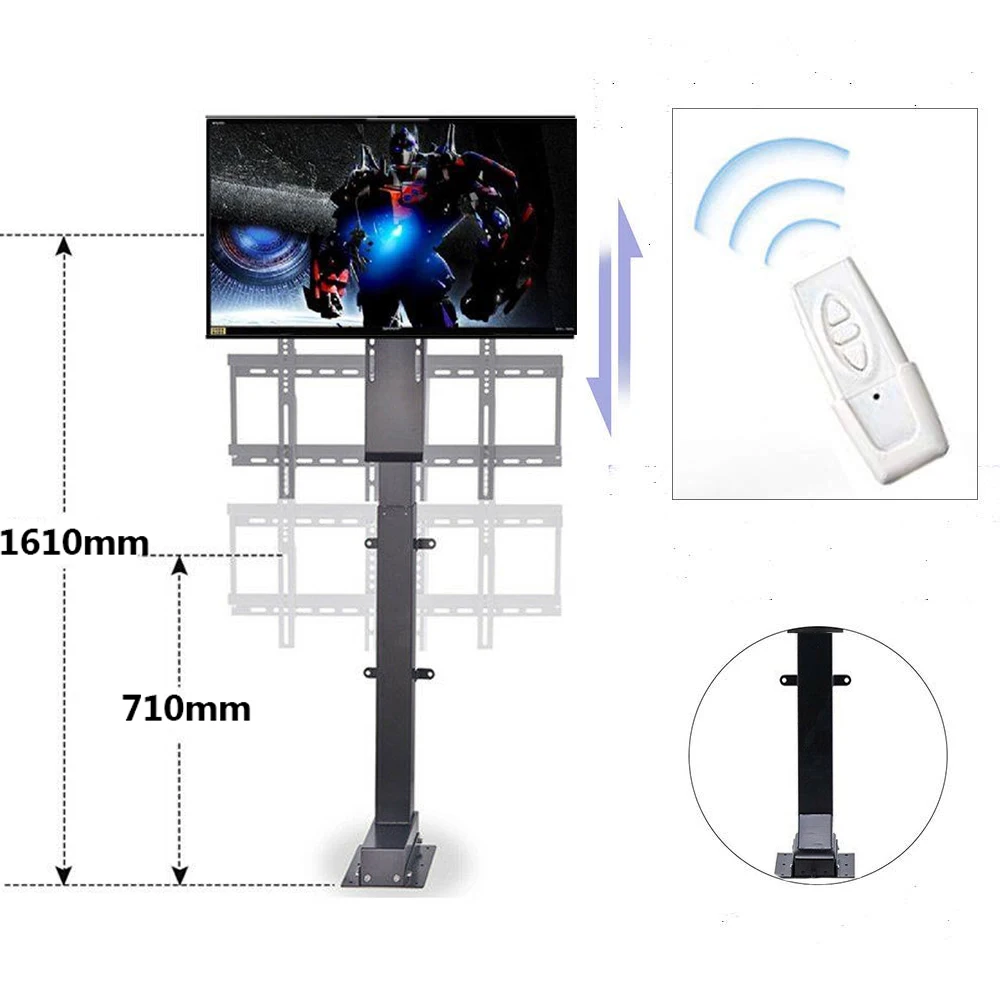 UK Plug 900 мм 750N 30 ''до 60'' Электрический моторизованный кронштейн для телевизора и пульт дистанционного управления максимальная высота ТВ подъем и функция памяти