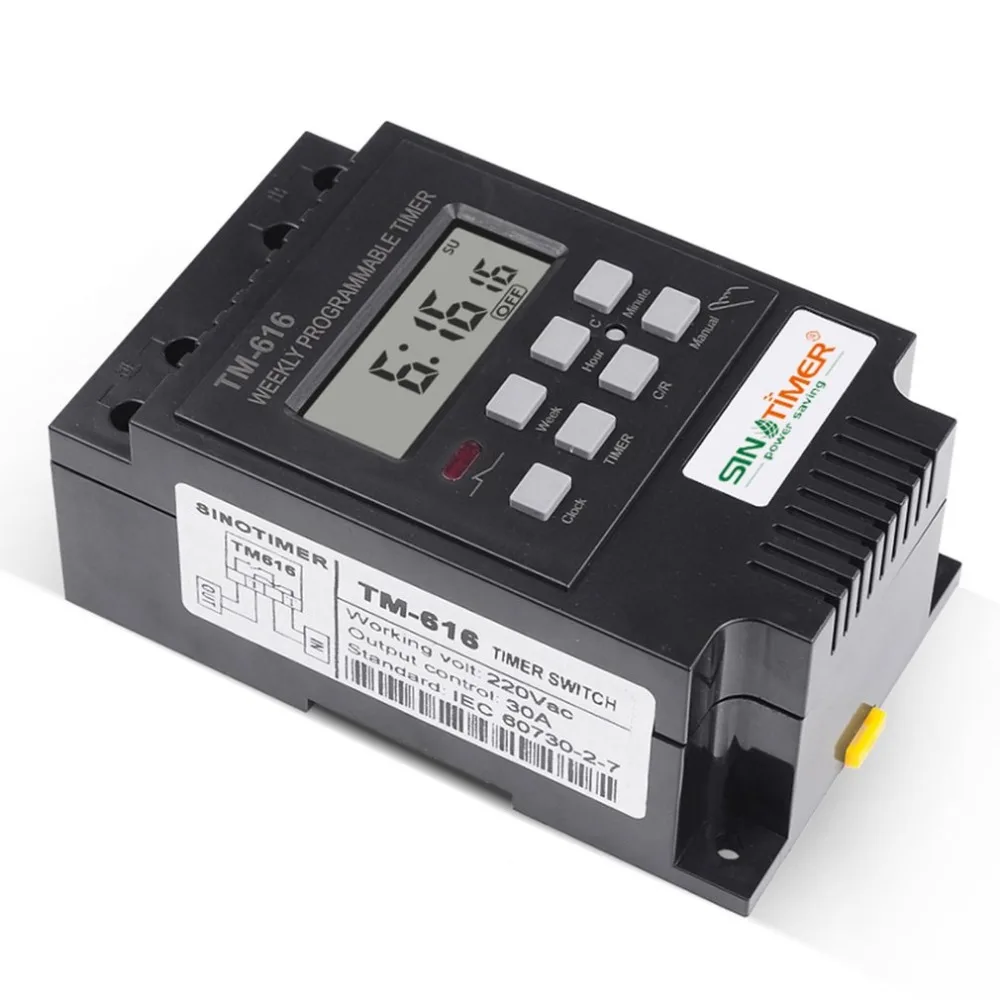 SINOTIMER TM616B 2 30A 220 в электронный Еженедельный программируемый цифровой реле времени