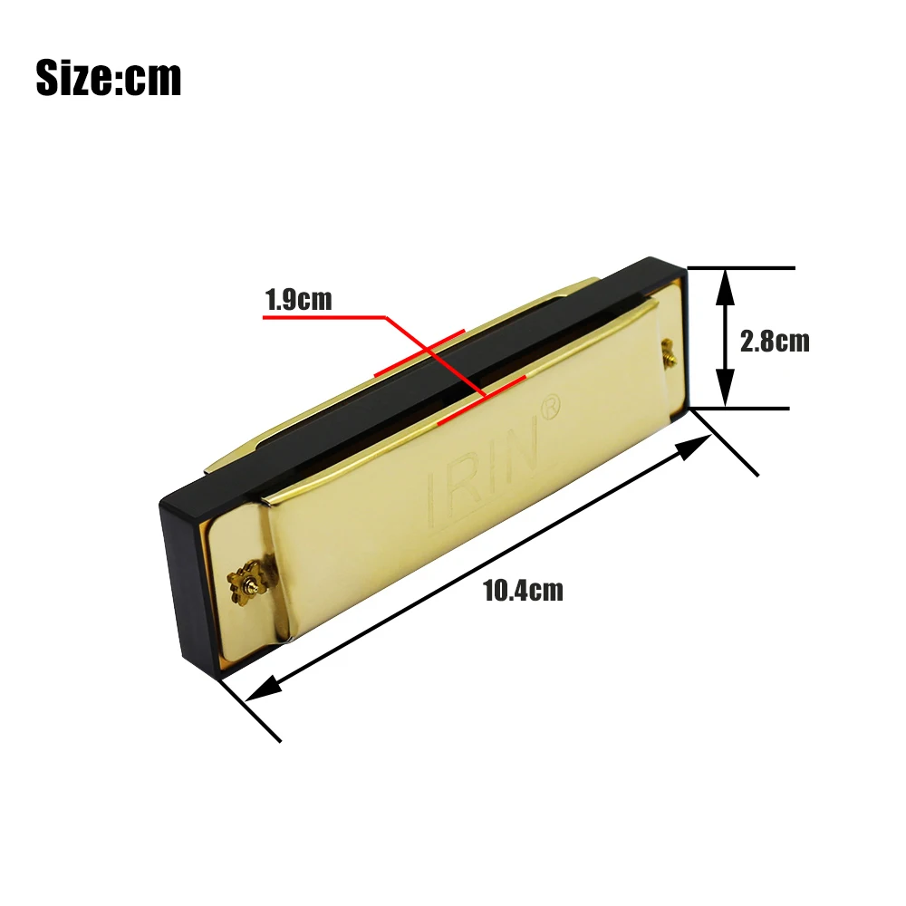 

10 Holes 20 Tone Diatonic Blues Harmonica Key of C with Case for Beginner Children Golden