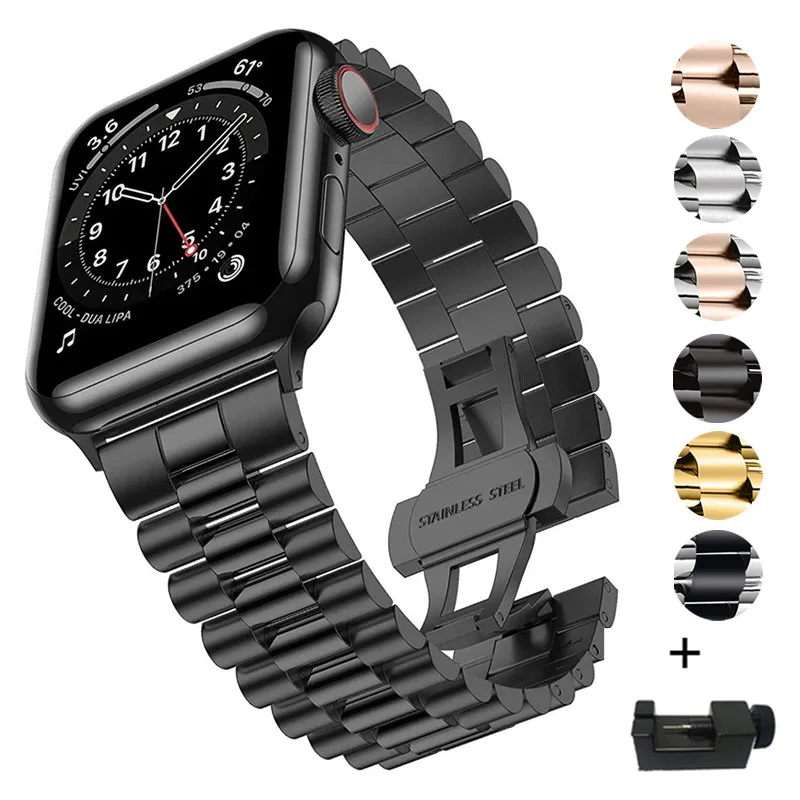 

New Metal Strap for Apple Watch Band 6 5 4 SE 44mm 40mm Stainless Steel Bracelet Wristband for iwatch band 3 38mm 42mm Watchband