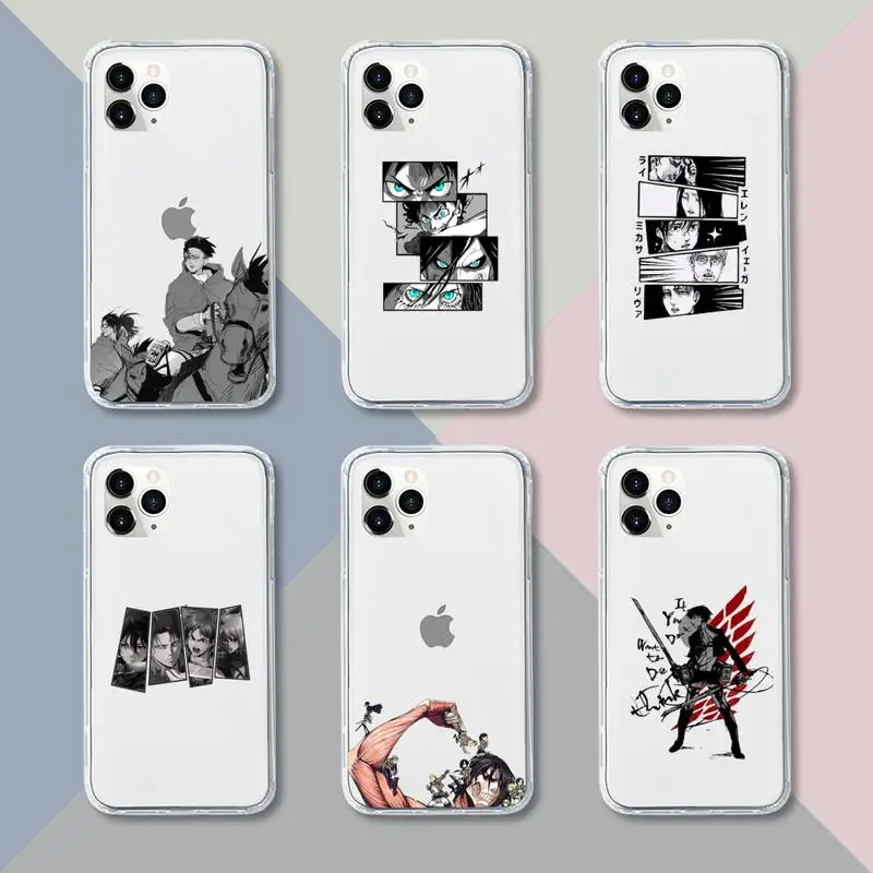 

anime Attack on titan Colossal Titan Phone Case Transparent soft For iphone 12 11 13 7 8 6 s plus x xs xr pro max mini