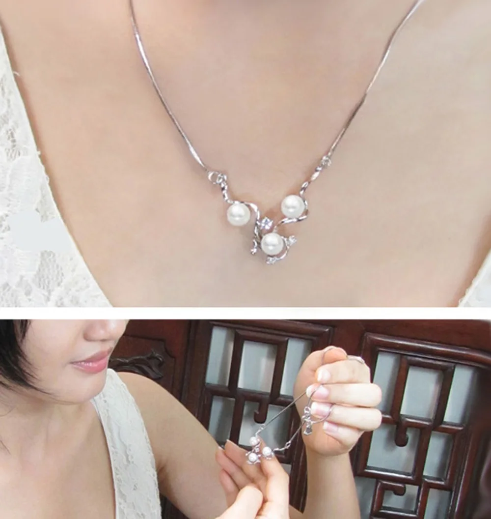 Женская подвеска с жемчугом серебряное ожерелье до ключицы праздничный