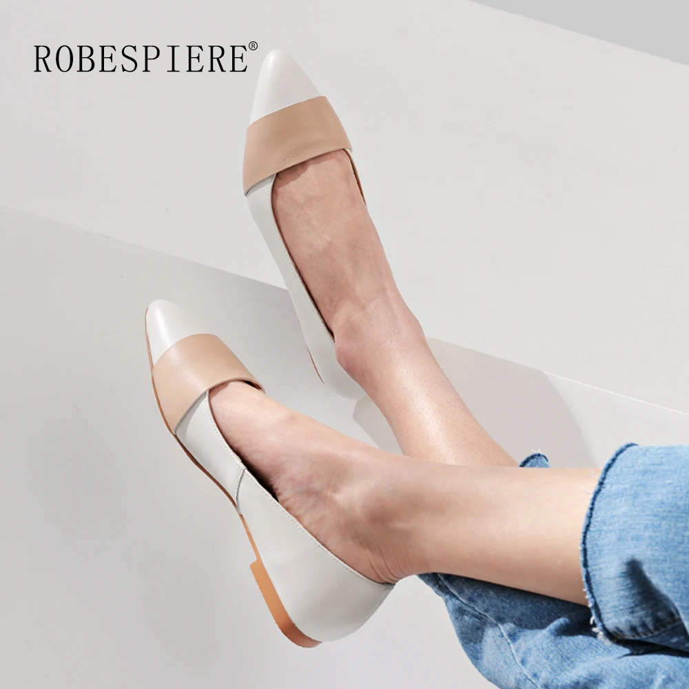 Женские лоферы с острым носком ROBESPIERE разноцветные из мягкой натуральной кожи на