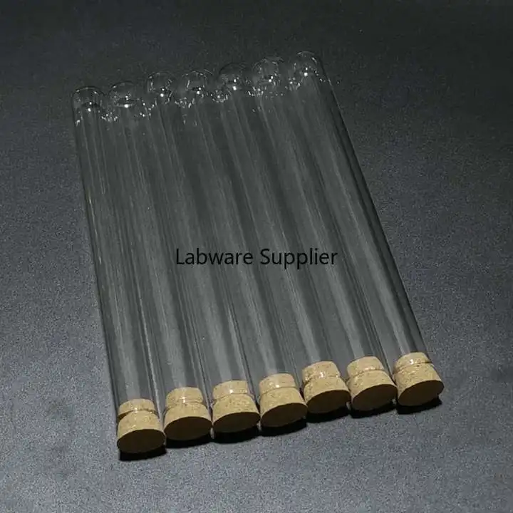 

100pcs/lot 15x150mm Round Bottom Clear Glass Test Tube with Cork Stopper for Test