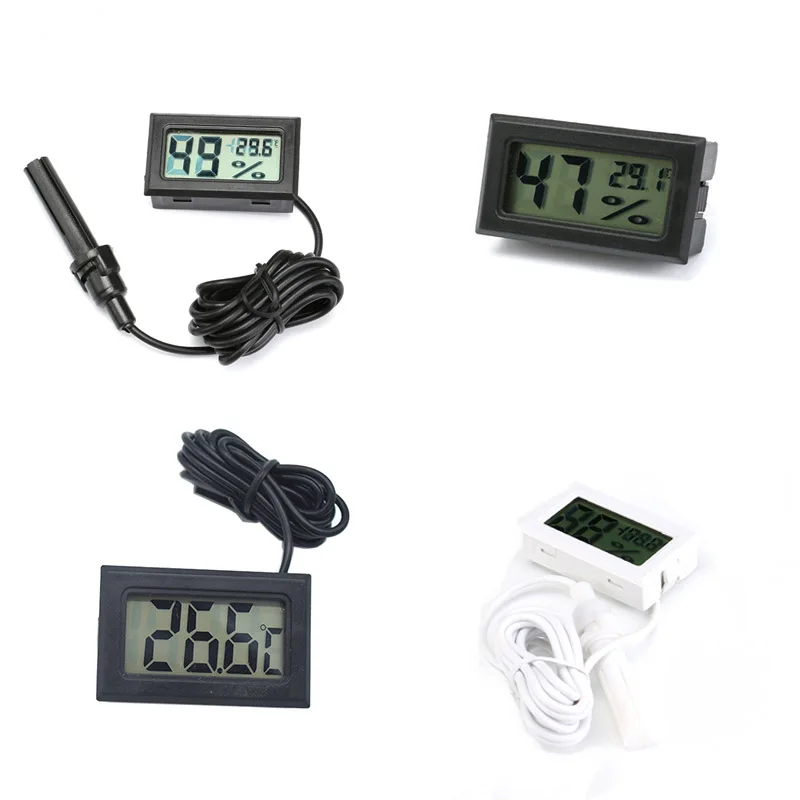 

LCD Digital Thermometer Hygrometer Gauge Tester Probe Incubator Aquarium Temperature Humidity Meter Sensor Detector With Cable