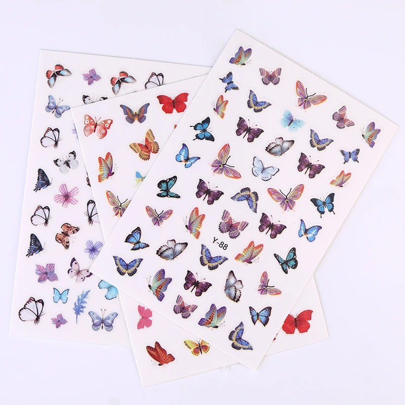 

Nail Art Laser Color Butterfly Nail Art Stickers Spring Summer Designs Adhesive Sliders Decals Foils Wraps Decorations Manicures