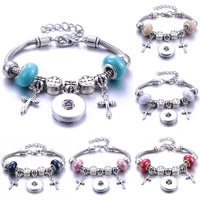 2019 new cross snap button bracelet lobster buckle snake chain bangles beaded snap bracelet fit 18mm snap button jewelry