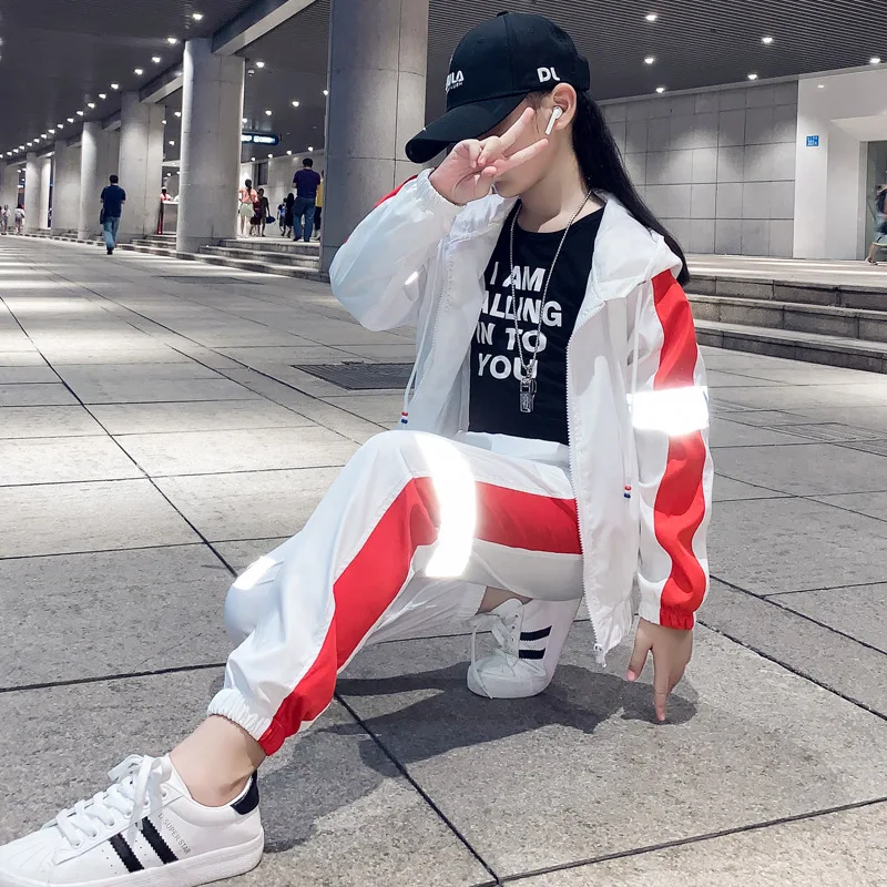 Крутая одежда для больших девочек пальто на молнии ночной яркий черный комплект