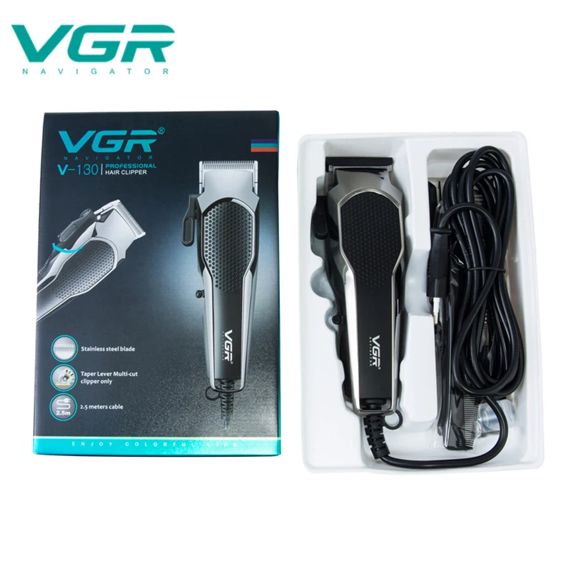 

VGR hair clipper new electric clipper high power gradient plug-in hair clipper set V-130 Silent, high power, no hair stuck