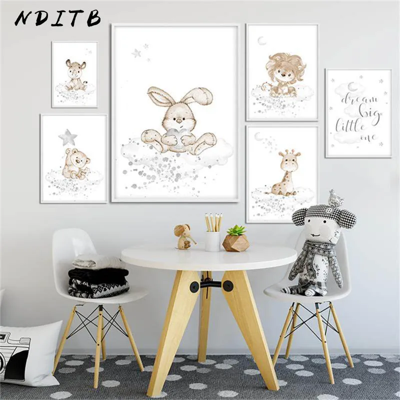 

Child Poster Nursery Quote Painting Baby Animal Lion Bear Canvas Print Simplicity Wall Art Picture Nordic Kid Bedroom Decoration