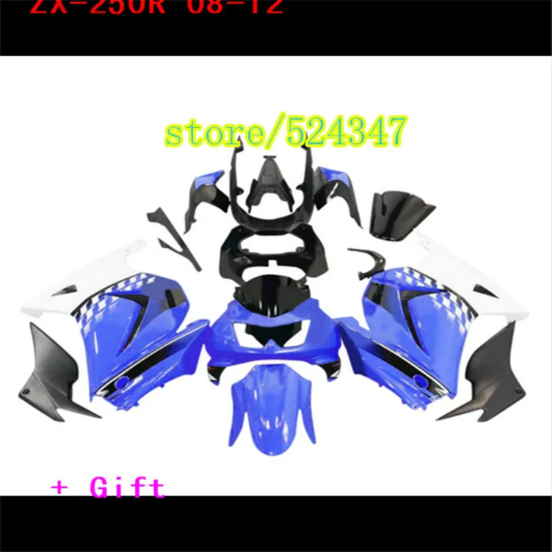 

Обтекатели для Kawasaki Ninja 250r, синие, серые, белые, EX250 2008-2014, модель ZX250R 08 09 10 11 12 13 14, комплекты обтекателей, детали