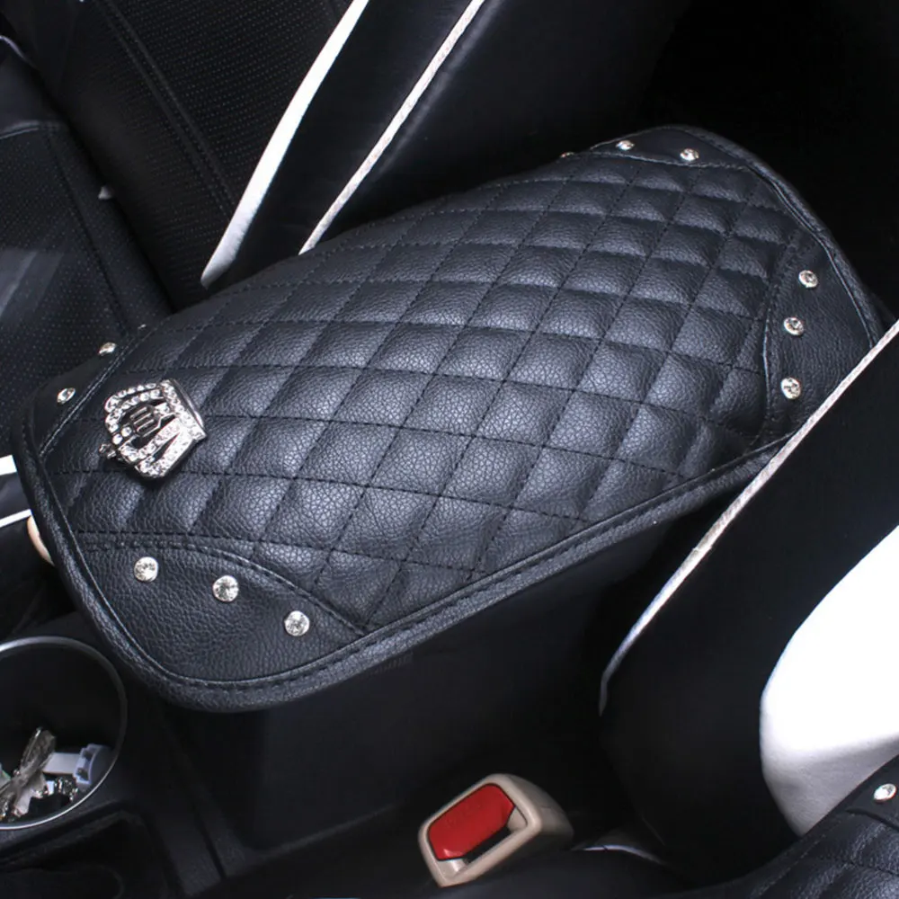 

Car Armrest Box Pad Leather Armrest Box Pad Crown Car Armrest Box Mat Fashion Armrest Box Mat