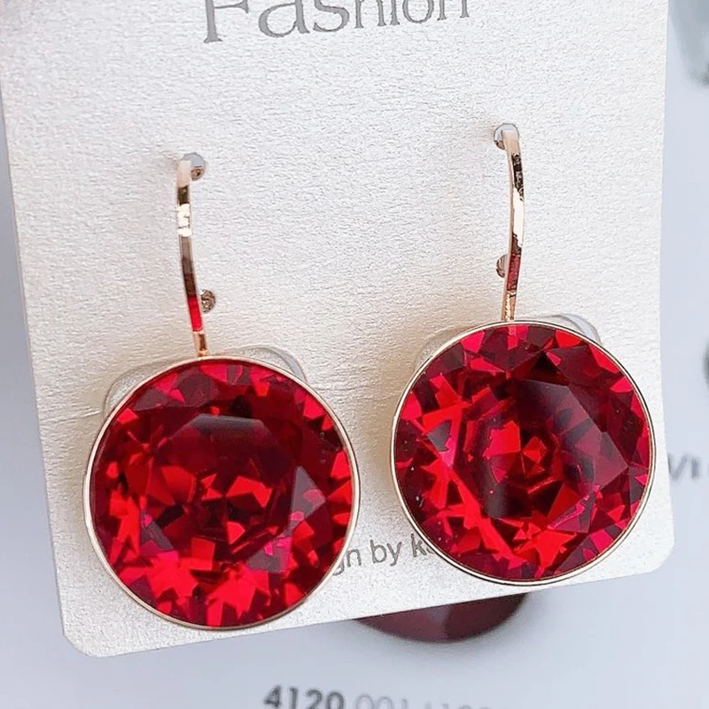 Женские круглые серьги гвоздики Bella из австрийского хрусталя роскошные