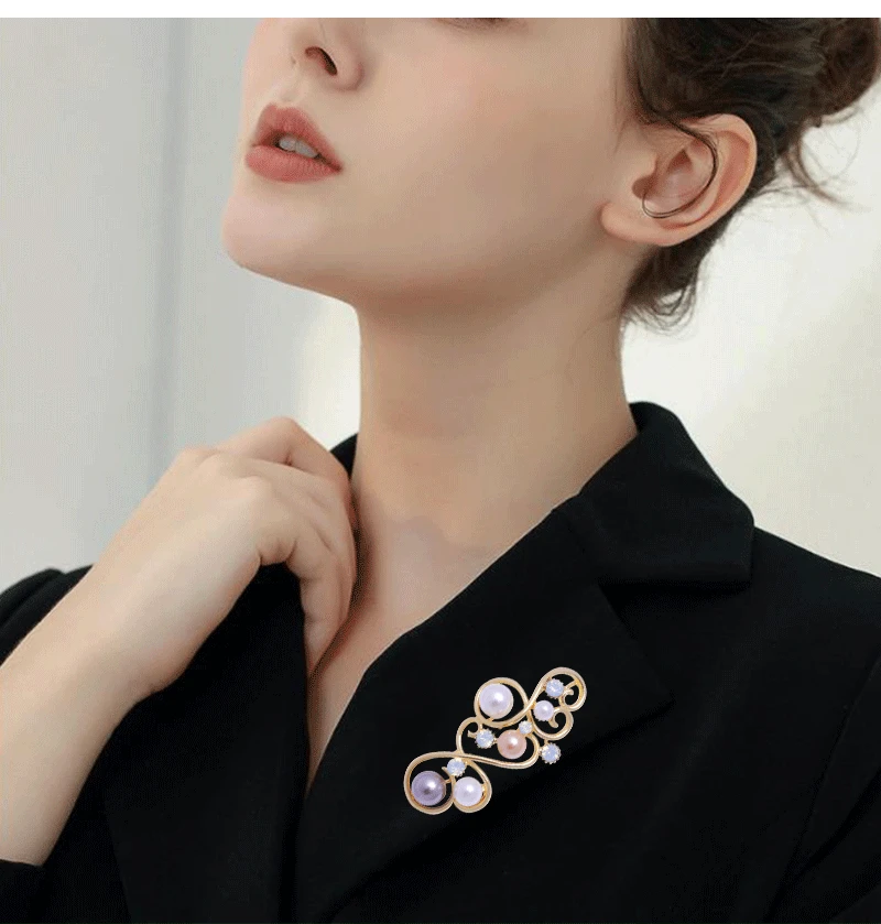 Винтаж высокого качества жемчуг брошь со стразами анти-светильник костюм платье