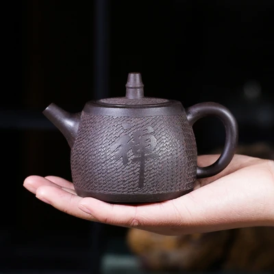 Чайный горшок из исинской стали черный золотой песок имитация железа в японском