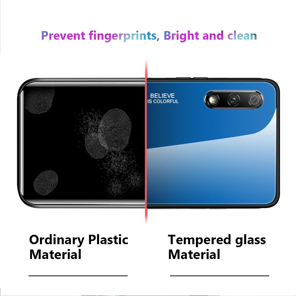 Градиентный стеклянный чехол для Huawei Honor 8X 9X 20 Pro 10 Lite P Smart 2019 Y6 Y7 Prime 2018 протектор из