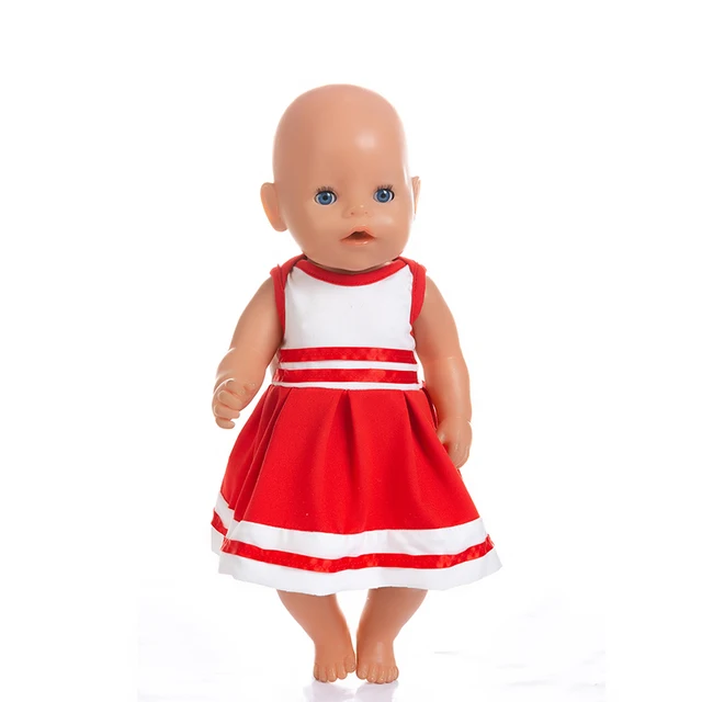 

New Cheerleading Clothes Red Dress Wear Fit 43cm Baby New Born Doll,American Girl 18inch Doll Clothes Accessories