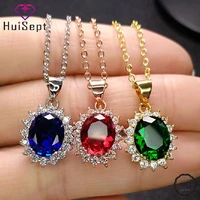 huisept necklace 925 silver jewelry with zircon gemstone oval shaped pendant accessories for women wedding party promise gift