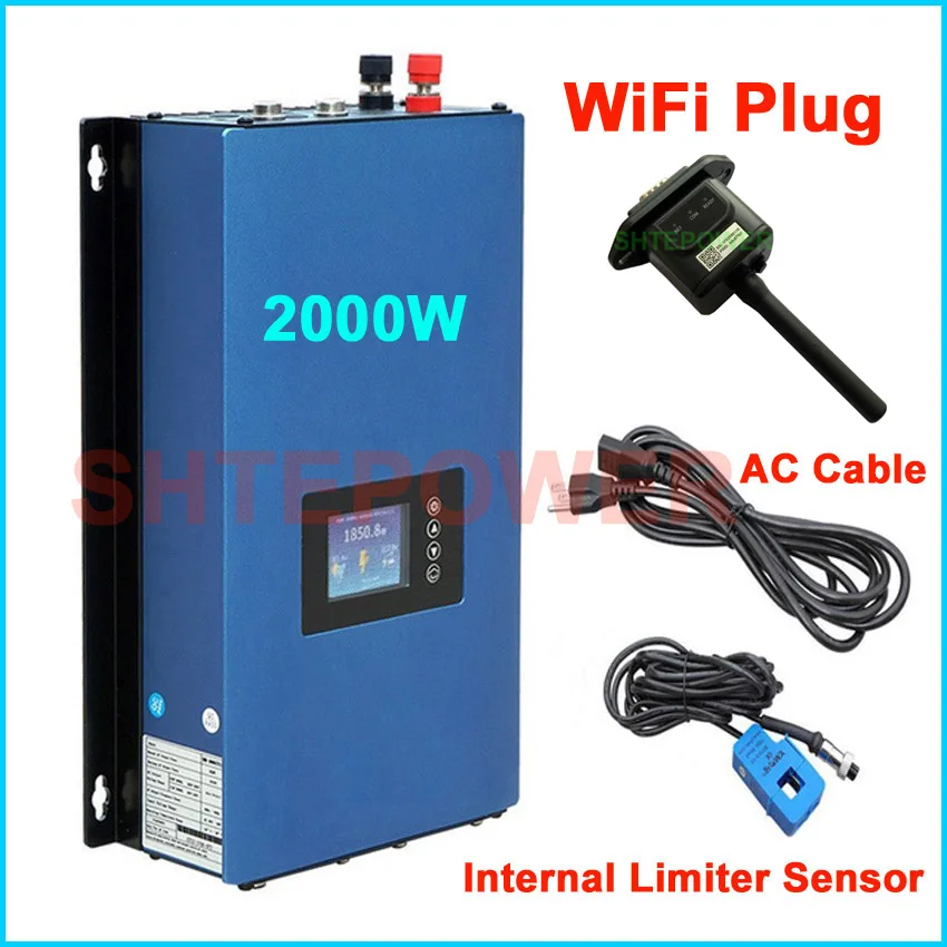 2KW MPPT Grid Tie Inverter Solar Power invertor DC 45-90V input to AC output with new generator wifi plug&inter limiter