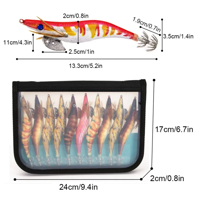 

10Pcs Fishing Lures, Spinner Baits with Tackle Hooks Shrimp Squid Tail Fishing Lures Kit Bionic Bait Luminous Bait Set